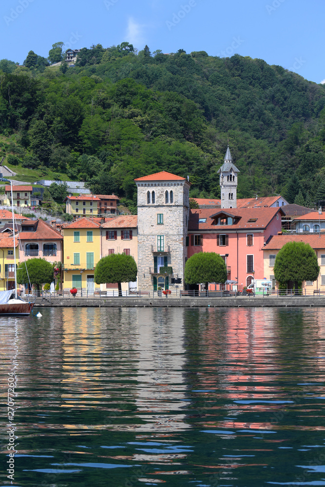 View of Pella City on Orta Lake Piedmont, Italy