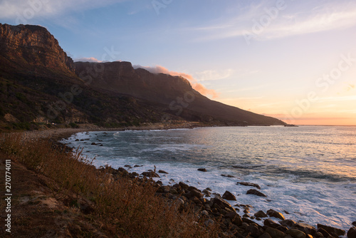 Sunset at the coastline around Chapman   s Peak Drive  Cape Town  South Africa