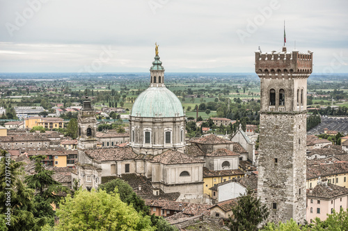 Lonato del Garda, Italy - View on the old town from the rocca with the Basilica of San Giovanni Battista and the civic Tower
