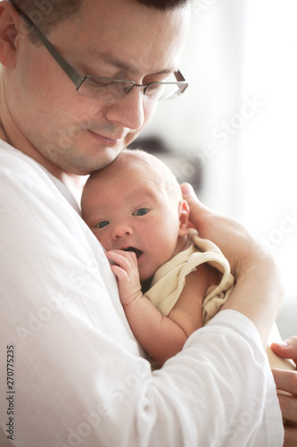 newborn baby and dad, father and son, fatherhood