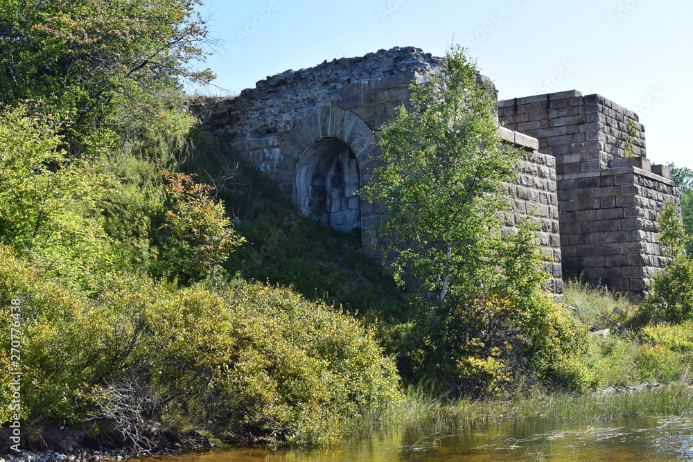 Fototapeta premium Ruins of the old Trans -Siberian bridge