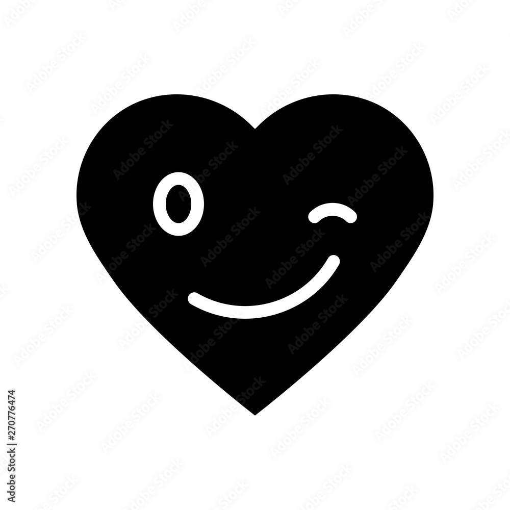 Heart emoticon vector illustration, Isolated solid style icon