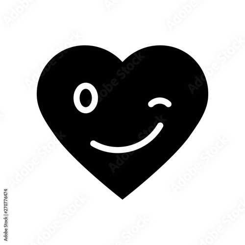 Obraz na płótnie Heart emoticon vector illustration, Isolated solid style icon w salonie