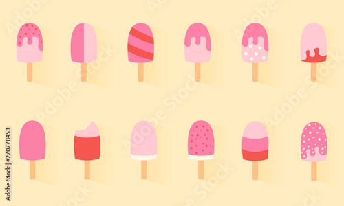 set with colorful ice cream, strawberry © frittipix