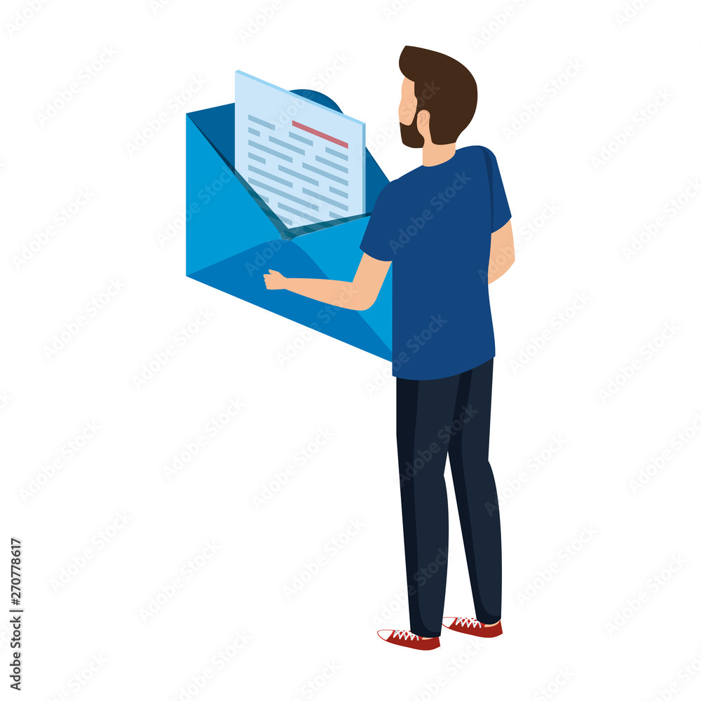 young man lifting envelope mail send young man lifting envelope mail send