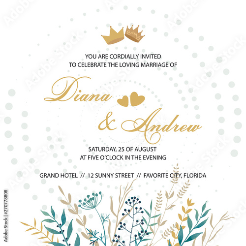 Wedding invitation. Card, t...