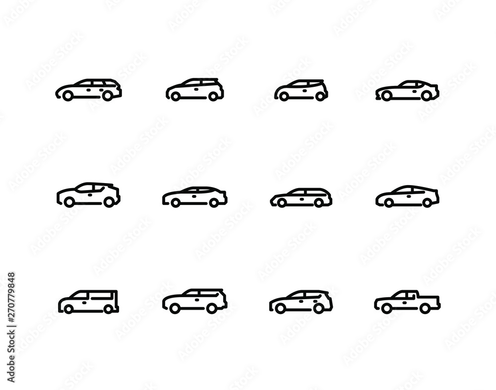 Car icons set. Modern line style. Car icons set. Modern line style.