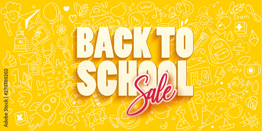 Back to school Sale with school objects Back to school Sale with school objects