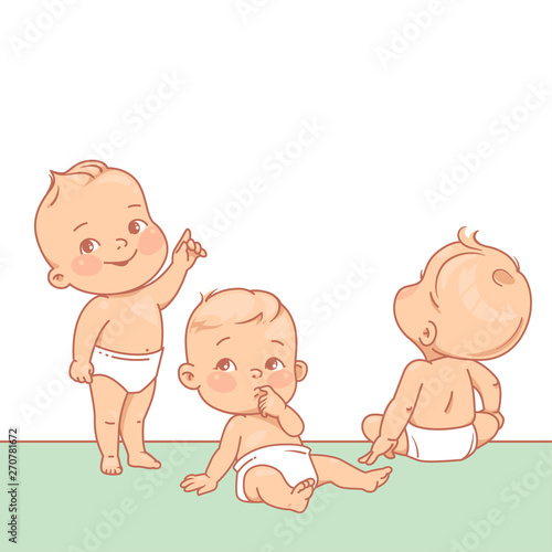Cute little babies near blank text frame.
