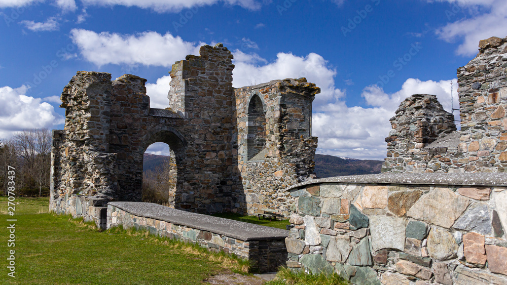 Ruins of Tautra Abbey in the island Tautra