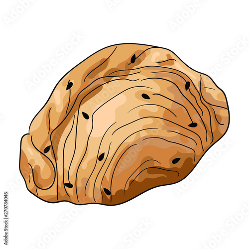 Hand drawn curry puff, isolated on white background. EPS10