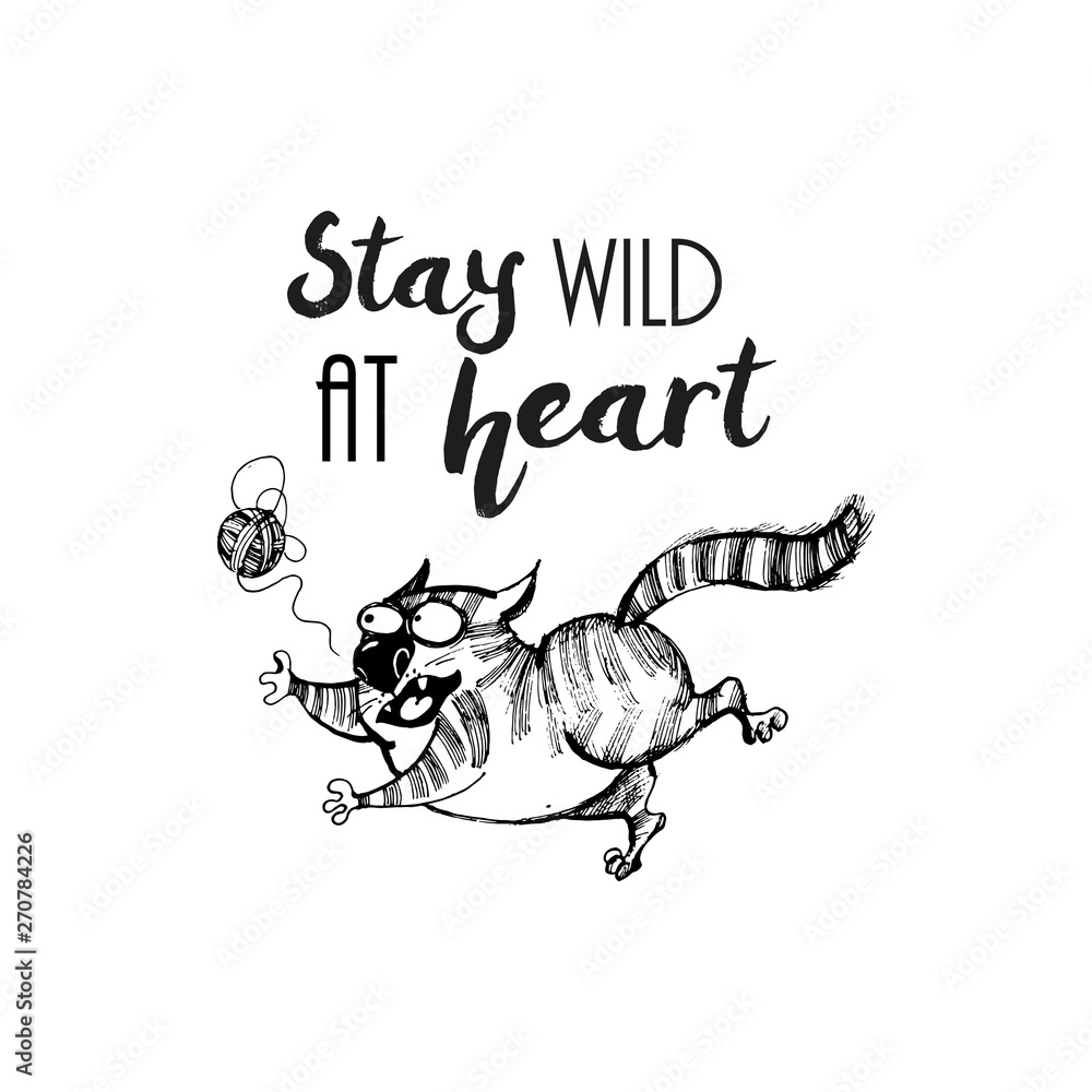 hand drawn vector sketch of funny cats Stock Vector | Adobe Stock