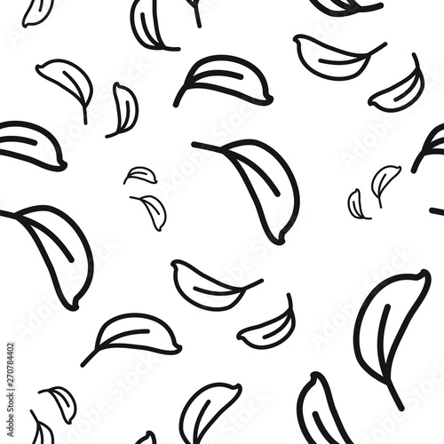 Seamless vector pattern, chicken feathers and fluff, black and white