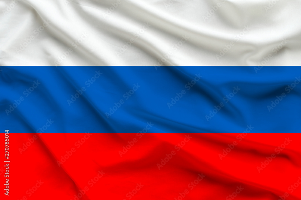 silk national flag of Russia with folds silk national flag of Russia with folds