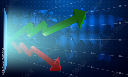 Stock market Trading on world map background vector illustration. 