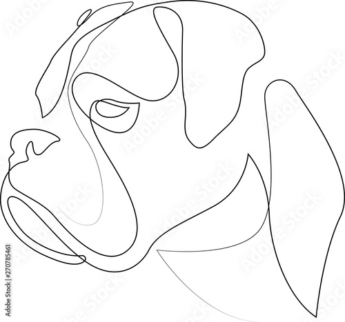 Continuous line Boxer. Single line minimal style dog vector illustration. Portrait