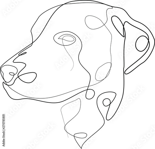 Continuous line Dalmatian. Single line minimal style dog vector illustration. Portrait