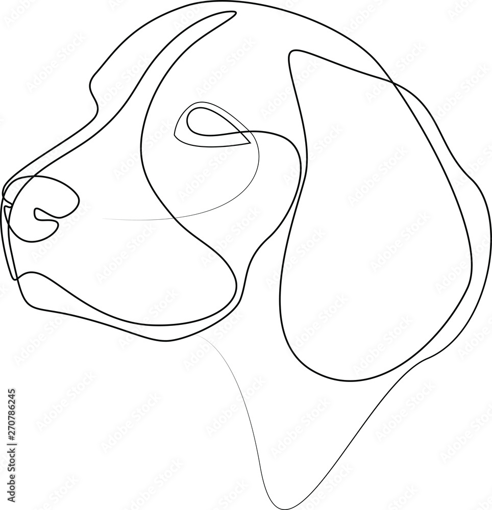 Continuous line «Beagle. Single line minimal style dog vector ...