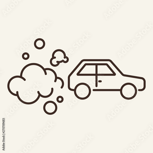 Car exhausting emission line icon. Transport, exhaust, pollution. Environmental pollution concept. Vector illustration can be used for topics like environment, ecology, environmental defect