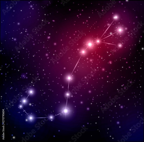 Abstract space background with stars and Scorpon constellation