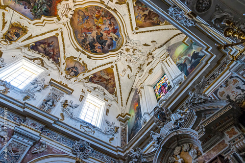 Interiors of the Church of the Gesu (Chiesa del Gesu) or Casa Professa. One of the most important Baroque churches in the Italian city of Palermo and in all of Sicily photo