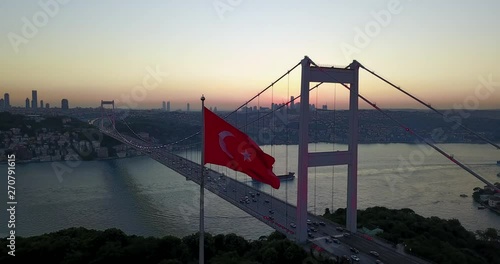 Fatih Sultan Mehmet Bridge Drone view