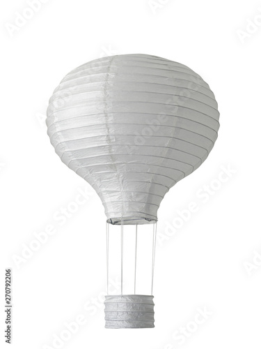 Hot air balloon made of white paper.isolated against white. toy ho tair balloon photo