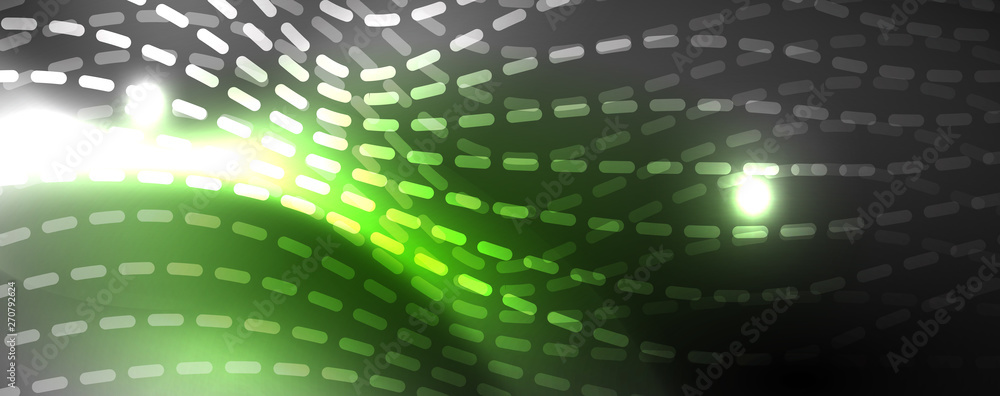 Fototapeta premium Neon vector wave lines abstract background, magic futuristic techno design
