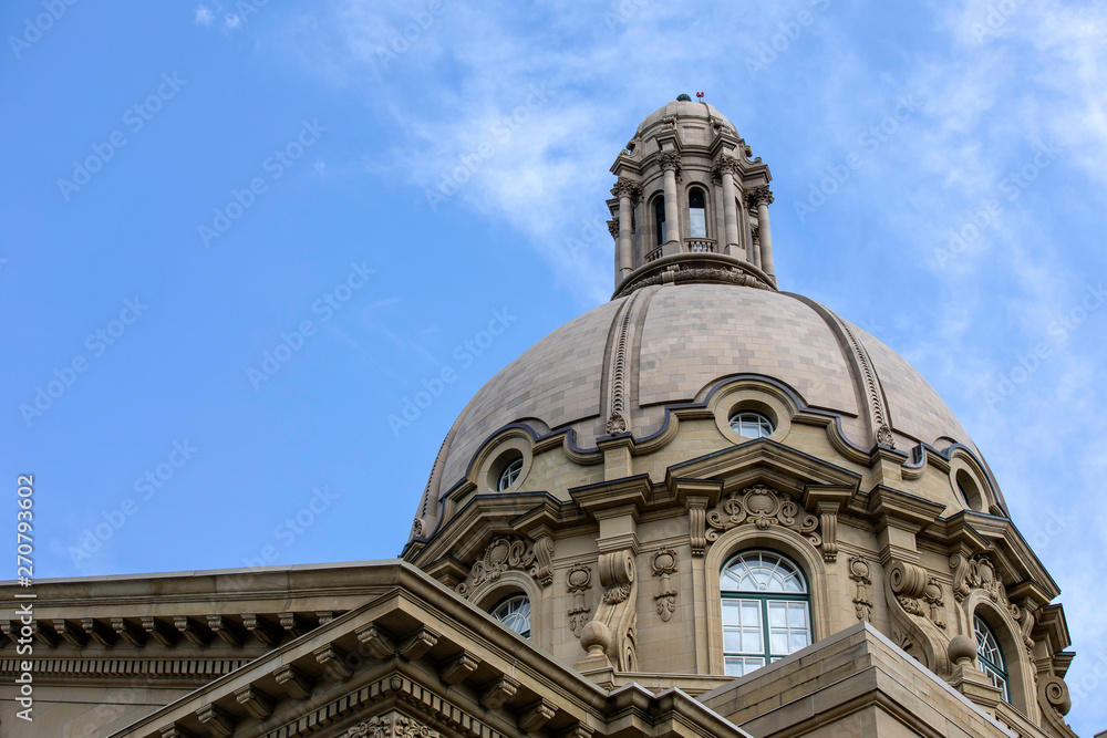 Alberta Legislature Building in Edmonton, Canada. It is the meeting place of the Executive Council and the Legislative Assembly