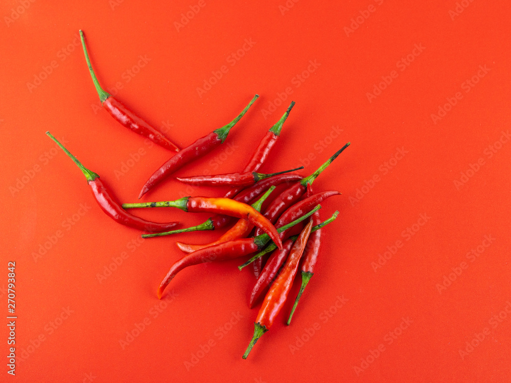 Obraz premium Red chili pepper on red background