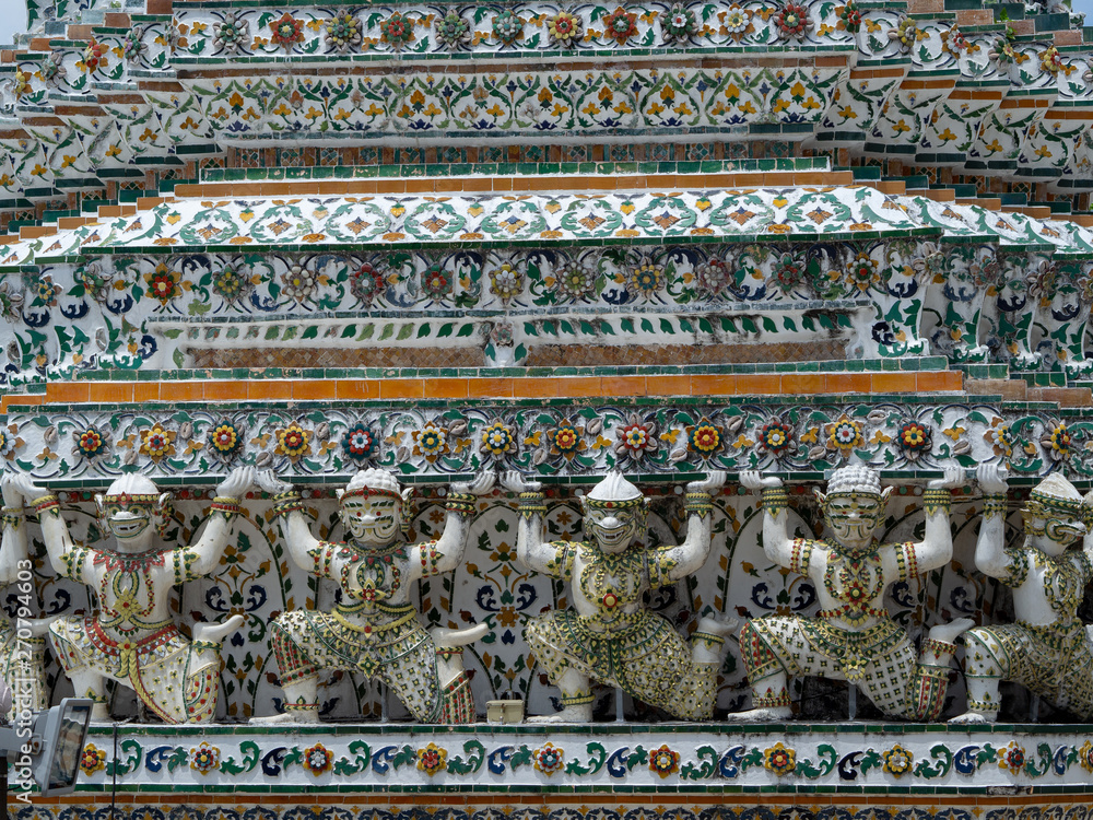 Deatail of the Central Pagoda at Wat Arun - the Temple of Dawn in Bangkok