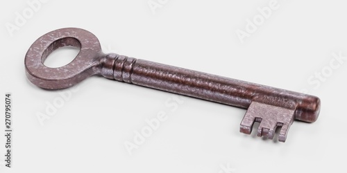 Obraz na plátně Realistic 3D Render of Classic Old Key