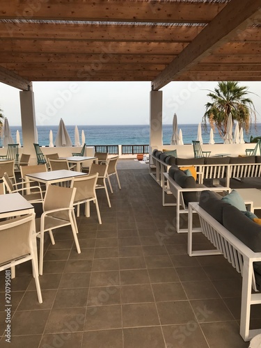 table and chairs in cafe