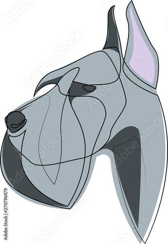 Continuous line Giant Schnauzer. Single line minimal style Riesenschnauzer dog vector illustration. Portrait