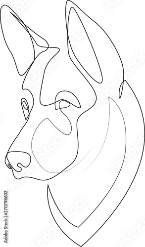 Continuous line German Shepherd. Single line minimal style Shepherd dog vector illustration. Portrait