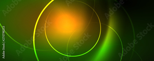 Shiny neon lines template - northern lights glowing blur lines. Futuristic style glow neon 80s disco club or night party techno template