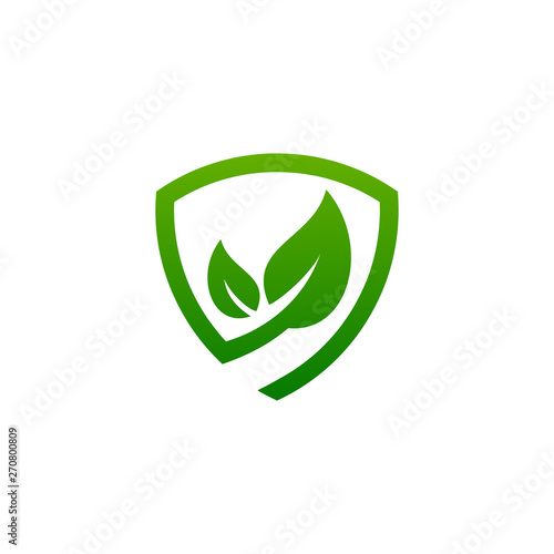 eco shield logo template, secure icon design - vector