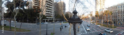 Photography Panoramic view of  street in Barcelona