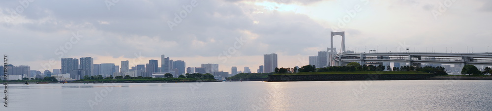 Panorama of a sunset in Tokyo
