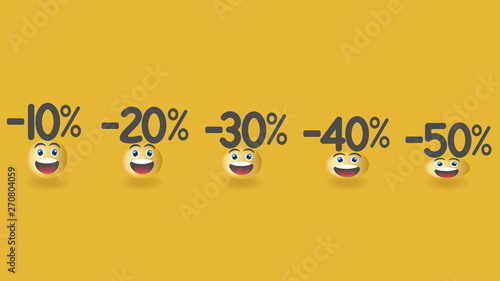 Smiles from big discounts. Vector illustration