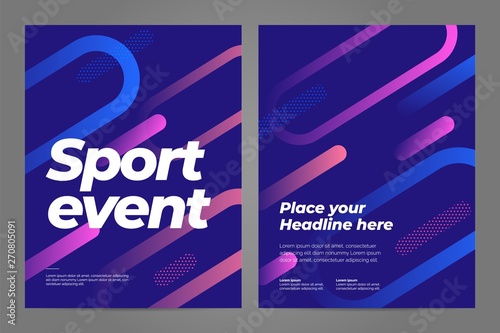 Template design with dynamic lines for sport event, tournament or championship. Sport background.
