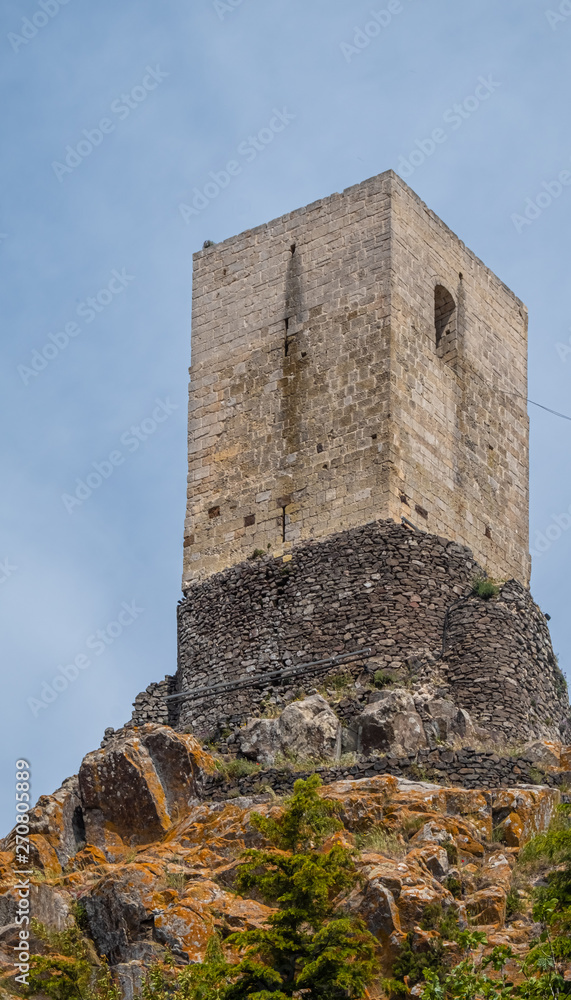 Castle of Malapina in the village of Osilo, overlooking the fertile Anglona hills sloping down to the sea, province of Sassari , Sardinia, Italy.