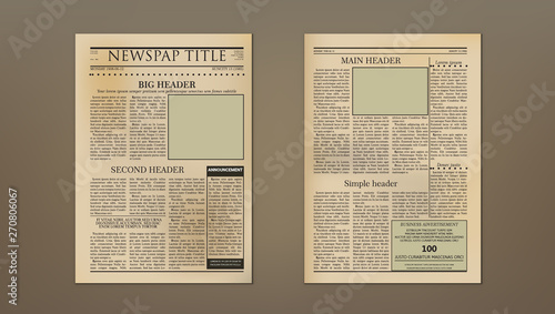 Old Vintage Two Pages Newspaper Layout Template