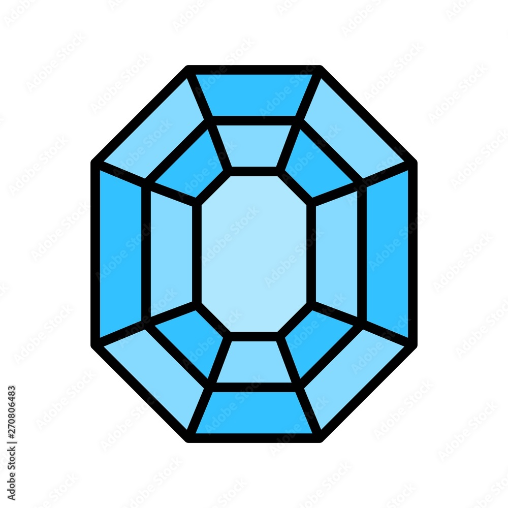 Gemstone vector icon, filled style editable outline Gemstone vector icon, filled style editable outline