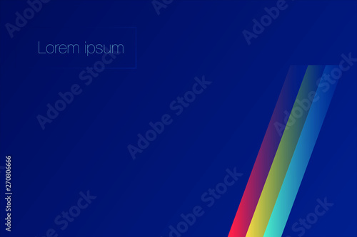 Three red, yellow and blue gradient lines on violet background gradient with default title. Creative template for vcard or banner photo