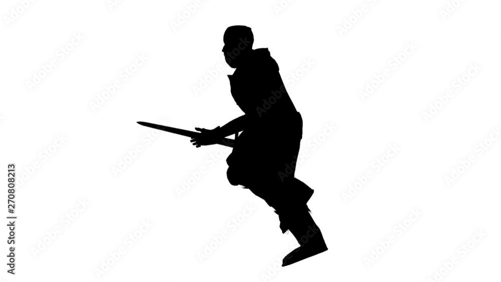 Silhouette of a medieval warrior. Alpha channel. Alpha matte. FullHD. Silhouette of a medieval warrior. Alpha channel. Alpha matte. FullHD.