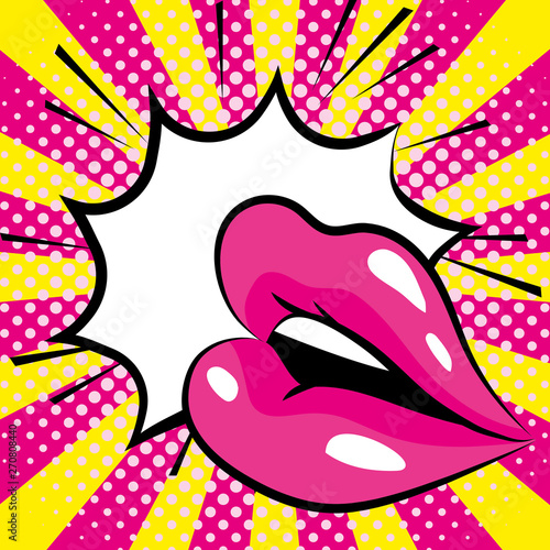 mouth woman pop art cartoon