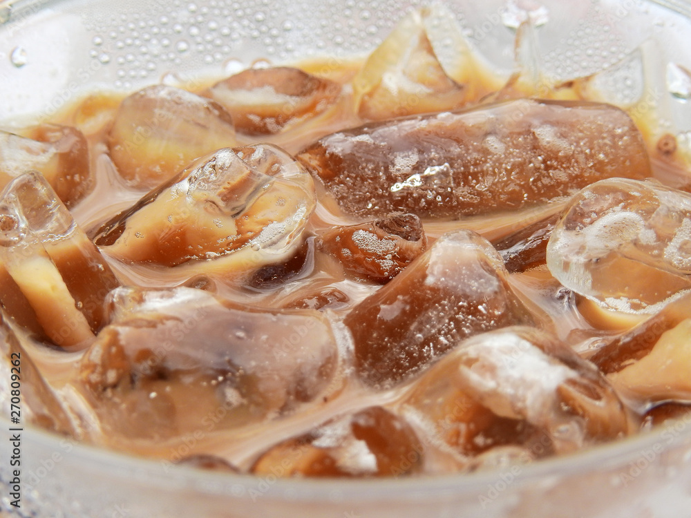 cool mocha coffee in the ice cubes cool mocha coffee in the ice cubes