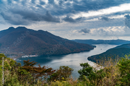 view on Lake Hakone with ship