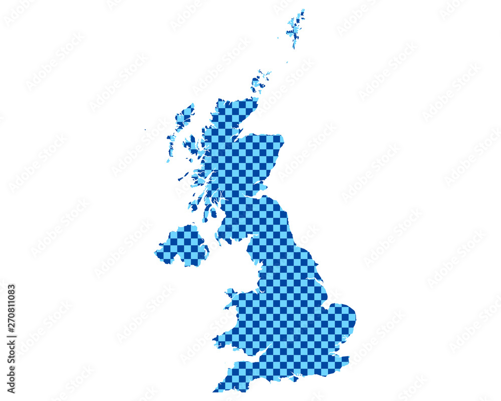 Karte von Grossbritannien in Schachbrettmuster